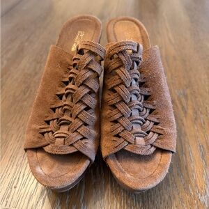 Michael Kors Tan Suede Woven Mules